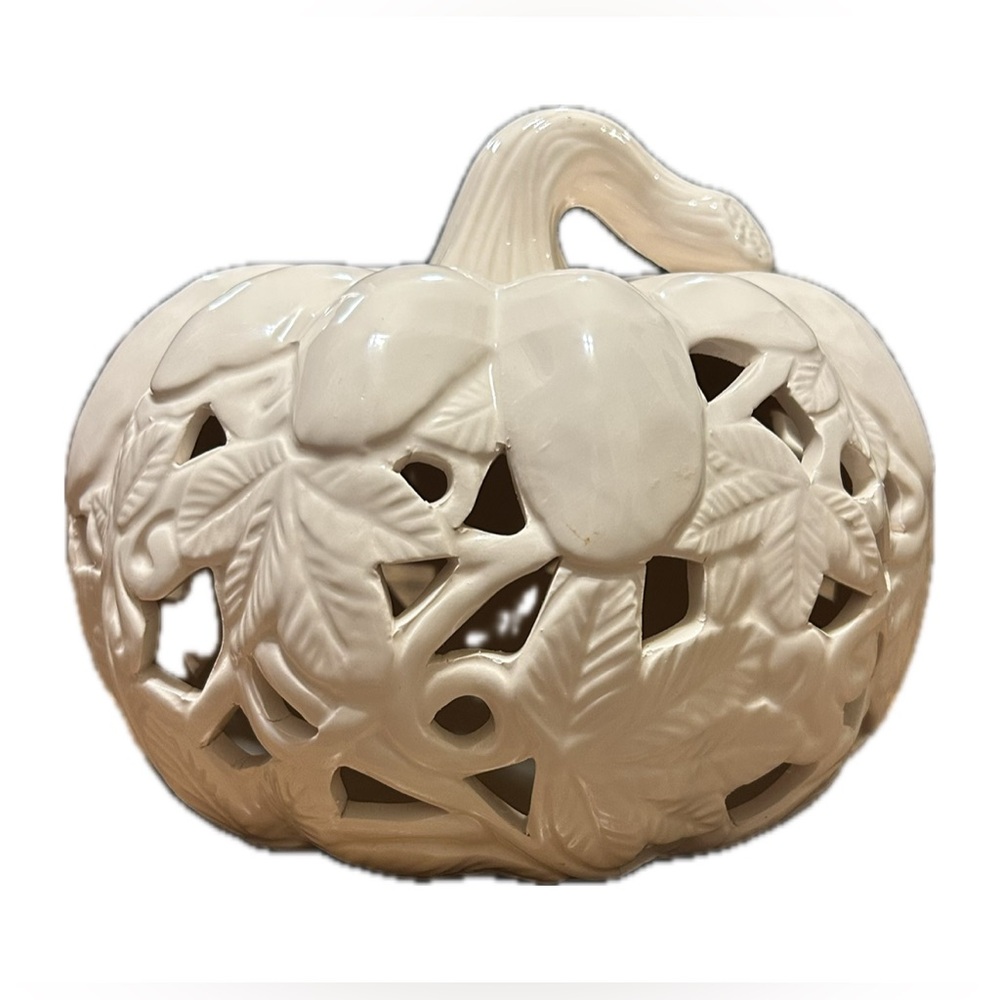 VTG Ceramic White Glazed Pumpkin. - Picture 4 of 10